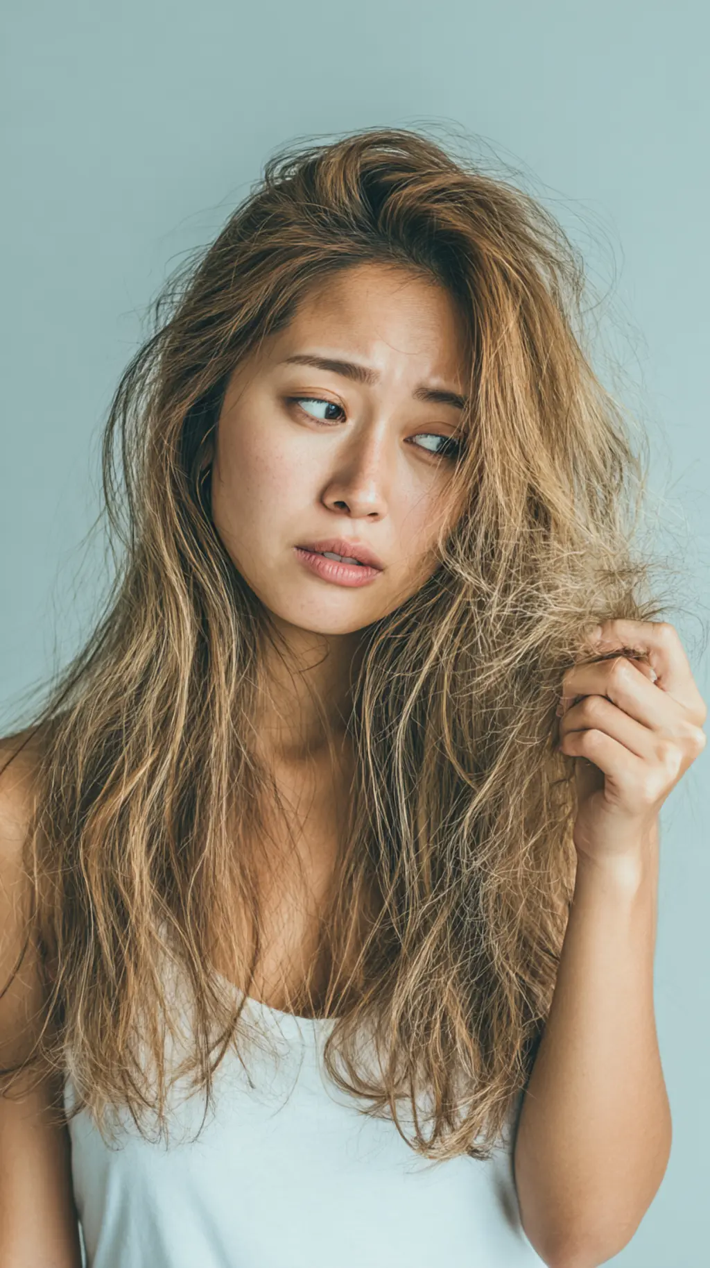 건조하고 엉킨 머리 여성 이미지