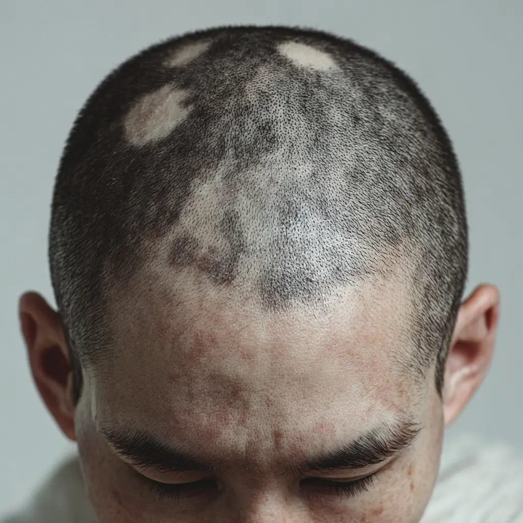 소아 원형탈모가 개선된 두피 사진