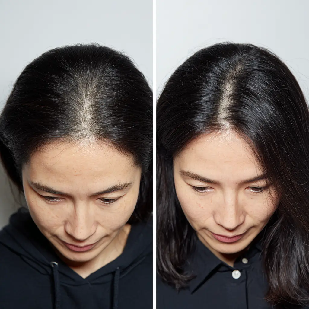 모발이 굵어지고 풍성해진 고객의 관리 후 모습