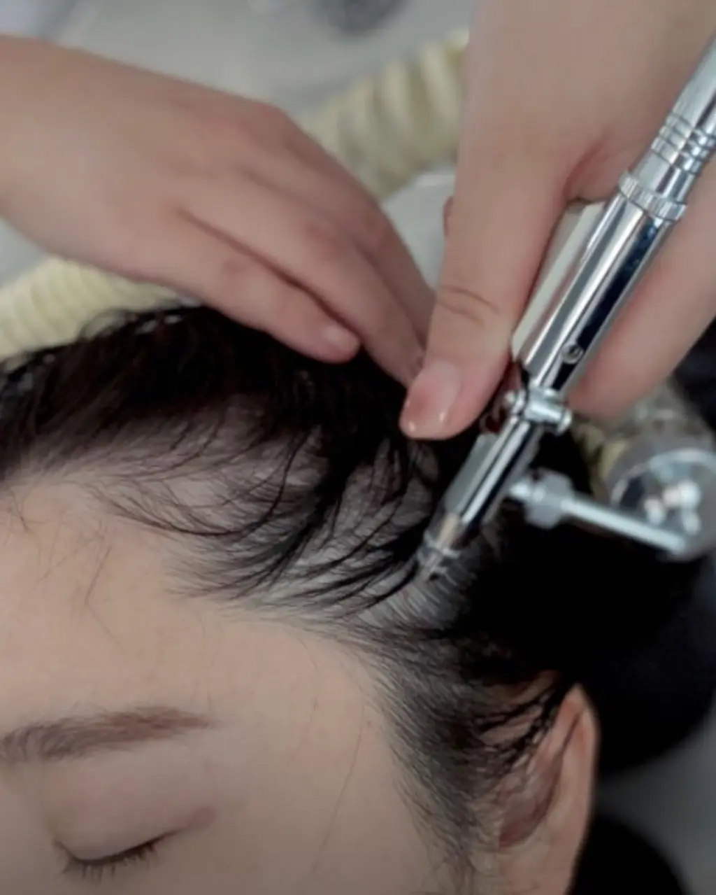 scalp treatment close up woman