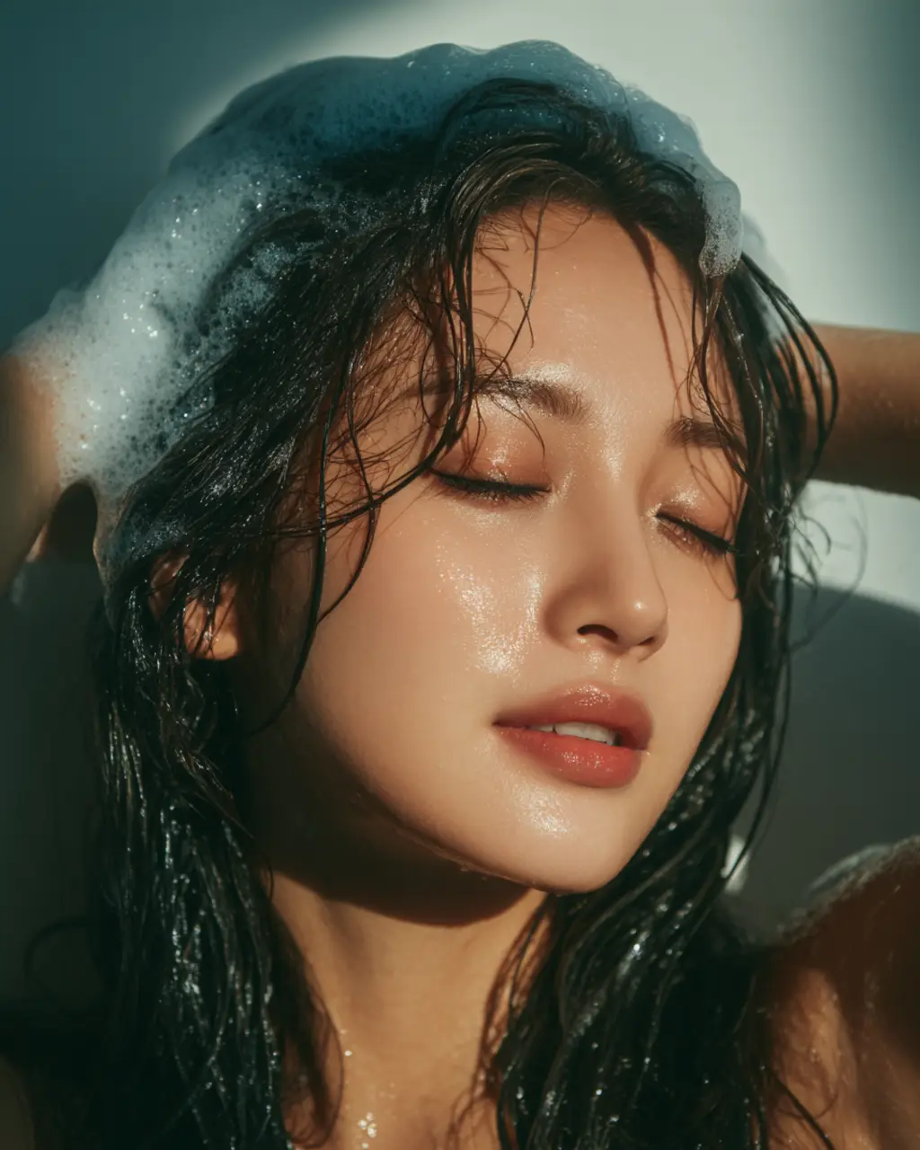 헤드스파K에서 두피 샴푸 케어를 받는 여성